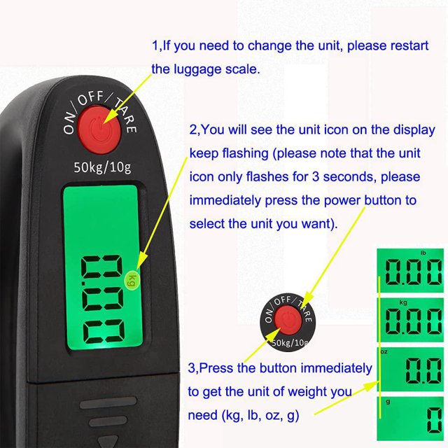 Portable Digital Postal Hanging Luggage Scale 110lbs 50kg, 2 AAA Batteries (Excluding) (Black)