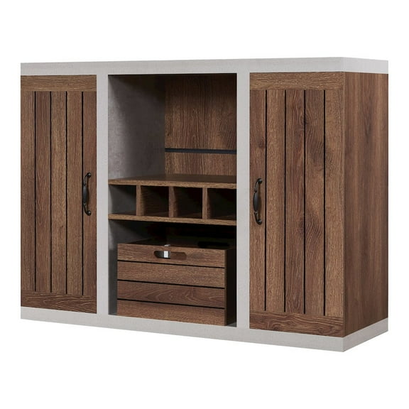 Furniture of America Vando Industrial Wood Multi-Storage Buffet in Walnut