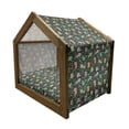 thumbnail image 2 of Cat Pet House, Cartoon Style Feline Pattern on a Hearts Dots and Fish Background Animal Theme, Outdoor & Indoor Portable Dog Kennel with Pillow and Cover, 5 Sizes, Multicolor, by Ambesonne, 2 of 5