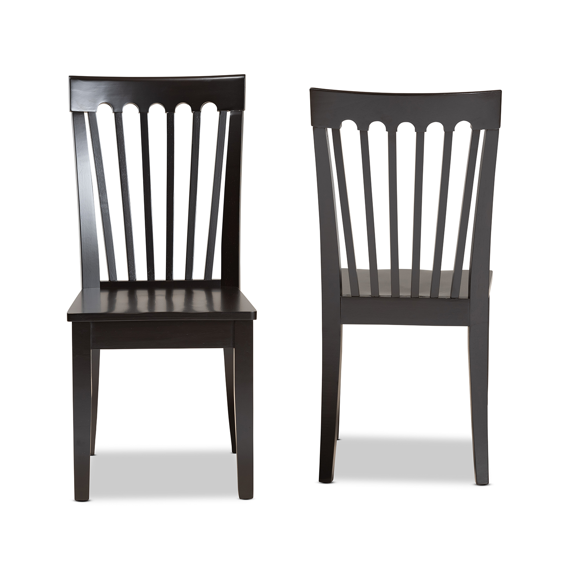 Baxton Studio Minette Modern and Contemporary Transitional Dark Brown Finished Wood 2-Piece Dining Chair Set