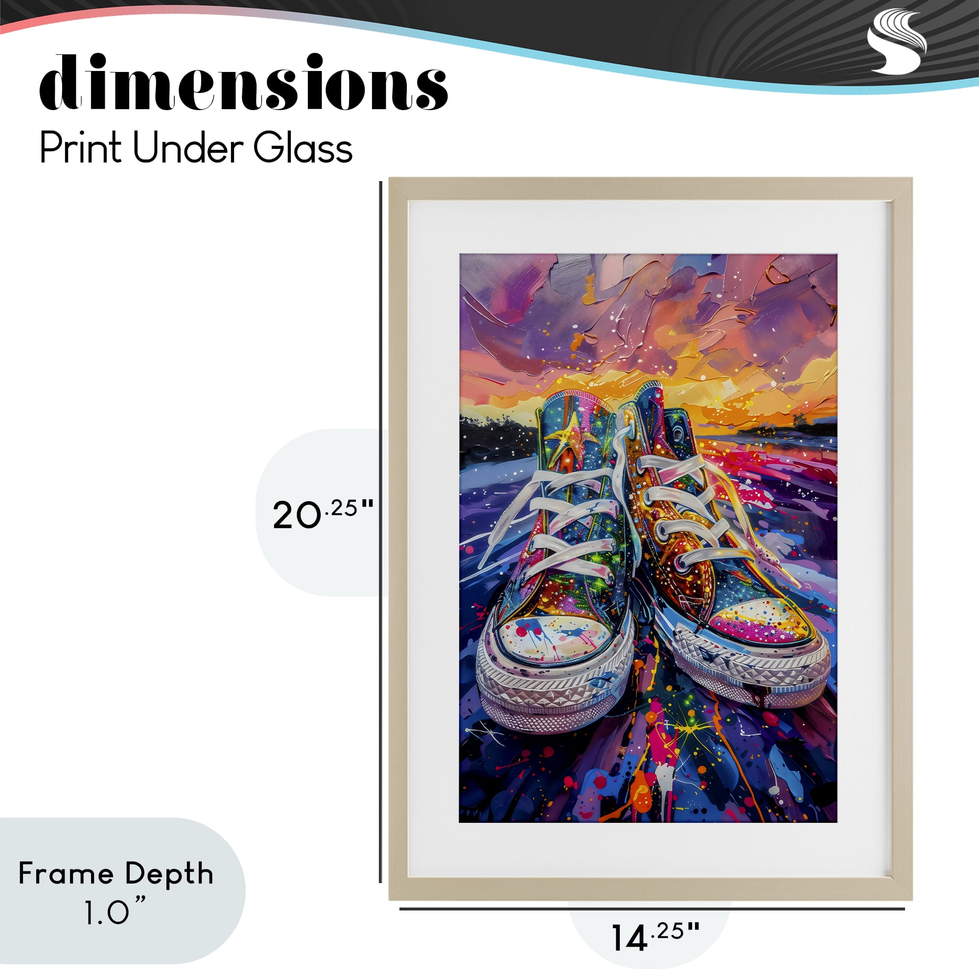 Stupell Industries Vibrant Sneakers at Sunset Birch Framed Print Under Glass, design by Creative Studio