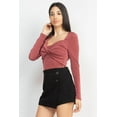 thumbnail image 3 of Twisted Velvety Long Sleeve Crop Top, 3 of 5