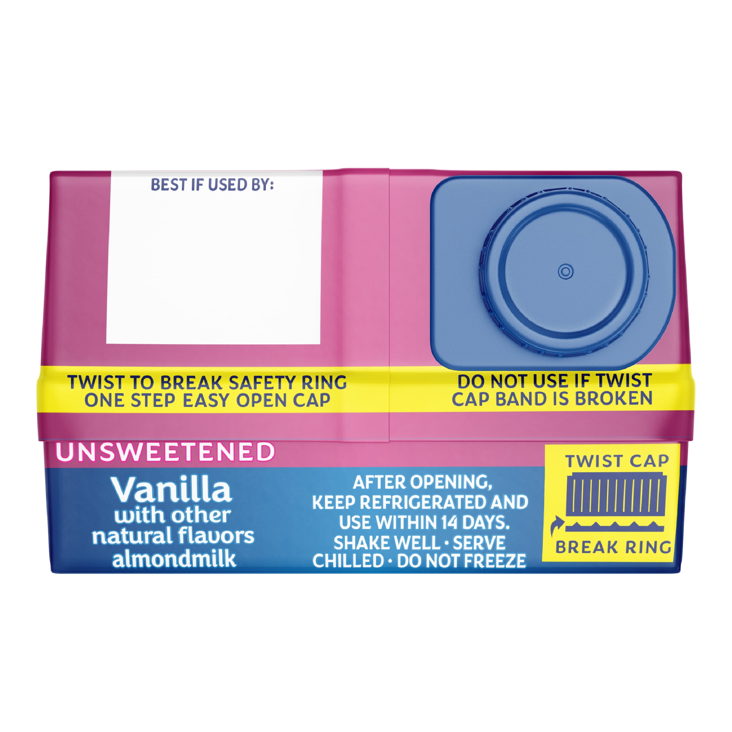 (4 pack) Almond Breeze Shelf-Stable Unsweetened Vanilla Dairy-Free Almondmilk, 32 oz