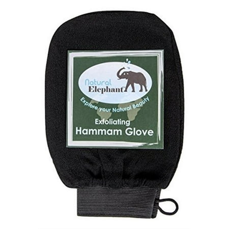 - Exfoliating Hammam Glove - Face and Body Exfoliator Mitt Pure Black by Natural Elephant