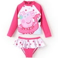 thumbnail image 2 of Peppa Pig Girls Swimsuits Sets Mermaid Scales Long Sleeve Rash Guards and Bikini Bottom Set Size 2-6, 2 of 10