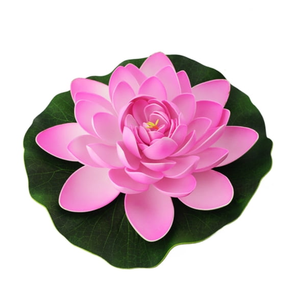 Artificial Floating Foam Lotus Flower with Water Lily Pad, Artificial Floating Flowers Plants Decoration Pond Pool Lotus Ornaments for Patio Garden Aquarium Home Party Decor (Hot Pink,1 Pack)