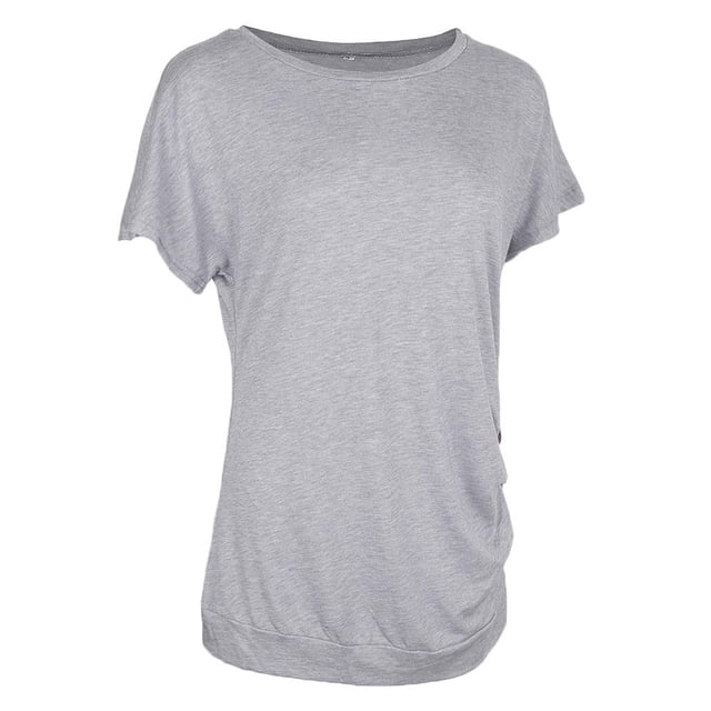 Camiseta de manga corta de verano para mujer, blusa con cuello , blusas sueltas informales para mujer L Baoblaze Camiseta de algodón para mujer