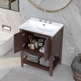 thumbnail image 2 of 24" Bathroom Vanity,Wood Cabinet Basin Vessel and Sink Set,Ceramic Sink with Pre-Drilled Fauce Holes,Freestanding Storage Cabinet with Doors and Open Shelf,4" faucet will fit this product(not include), 2 of 7
