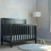 Baby Relax Miles 5-in-1 Convertible Crib, Solid Pine Wood, Black Black 5-in-