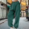 thumbnail image 2 of BLOCLOALO Dress Pants Casual Pants Wide Leg Elastic Waist Pants with Pockets Lightweight High Waisted Adjustable Loose Lounge Trousers Women Sweat Pants Travel Pants Casual Pants Blackish Green L, 2 of 9