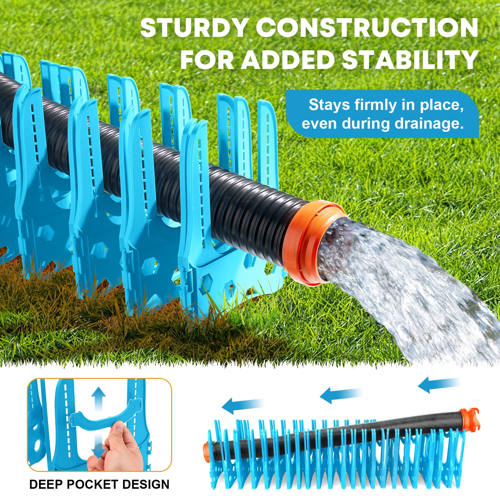 Kohree RV Sewer Hose Support,Heavy-Duty with Height Adjustable for Campers,Blue - 20-Foot