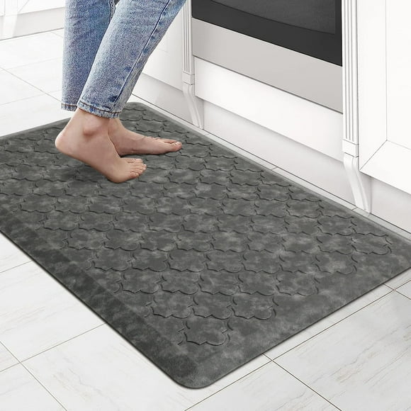 MeyJey Tapis de Cuisine, Tapis de Cuisine Antifatigue, Tapis de Sol Antidérapant et Imperméable, Tapis Couloir Épais et Coussiné, 20"x30 Pouces, Gris