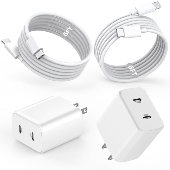 Cargador Vagavo 45W Dual USB-C de Pared para iPhone 17 con 2 Cables