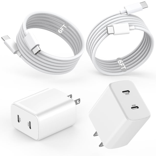 Cargador Vagavo 45W Dual USB-C de Pared para iPhone 17 con 2 Cables