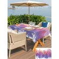 thumbnail image 5 of Outdoor Tablecloth with Umbrella Hole for Patio/Picnic/Party/Camping, Orange Purple Forest Silhouette Waterproof Table Cloth Rectangle Table Cover Washable, Watercolor Forest Trees Retro (60"x 120"), 5 of 8