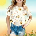 thumbnail image 2 of MIXUE Tween Girls Tops & T-Shirts Summer Cartoon Bee Festival Print Crew Neck Short Sleeve Loose Casual T Shirts Daily-Wear,Yellow,10-11 Years, 2 of 4