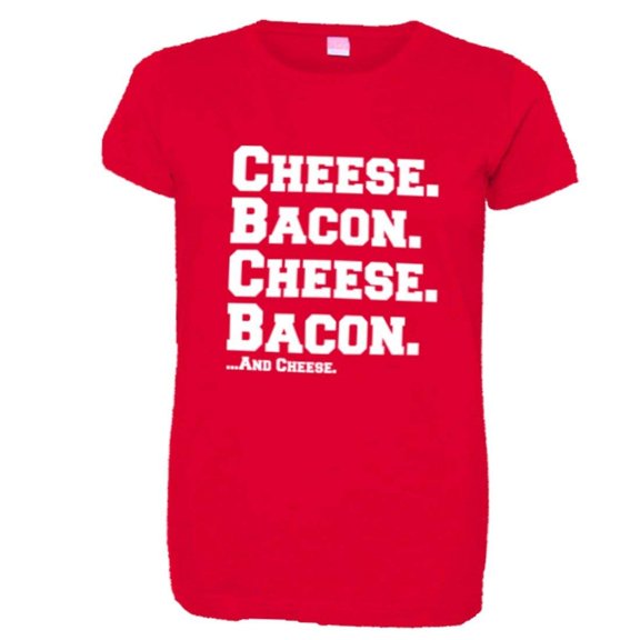 PleaseMeTees™ Womens Cheese and Bacon Grease I Love Pizza HQ Tee
