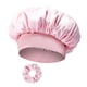 thumbnail image 5 of Gorro de satén con lazo, gorro de noche, gorro de baño, gorro para el cabello de mujer para salón de belleza y baño. Rosa, 5 of 9