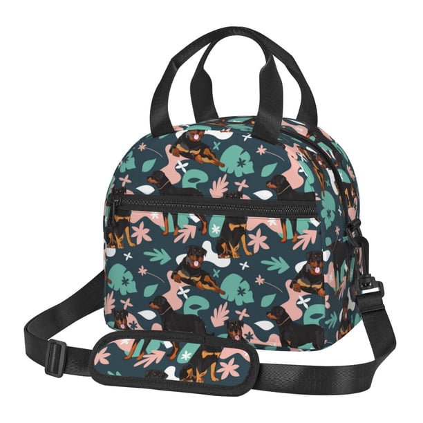 Fotbe Rottweiler Bolsa de Almuerzo con Estampado, Lonchera Aislada, Contenedores de Comida Reutilizables Tipo Cooler a Prueba de Fugas