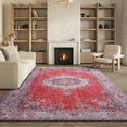 thumbnail image 5 of SAFAVIEH Tucson Jessica Traditional Machine Washable Area Rug, 5' x 8', Red/Beige, 5 of 14