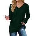thumbnail image 4 of Kaemgyyd Womens Fall Tops Fashion Soft V Neck Long Sleeve Shirts Textured Casual Cozy Solid Color Pullover, 4 of 6