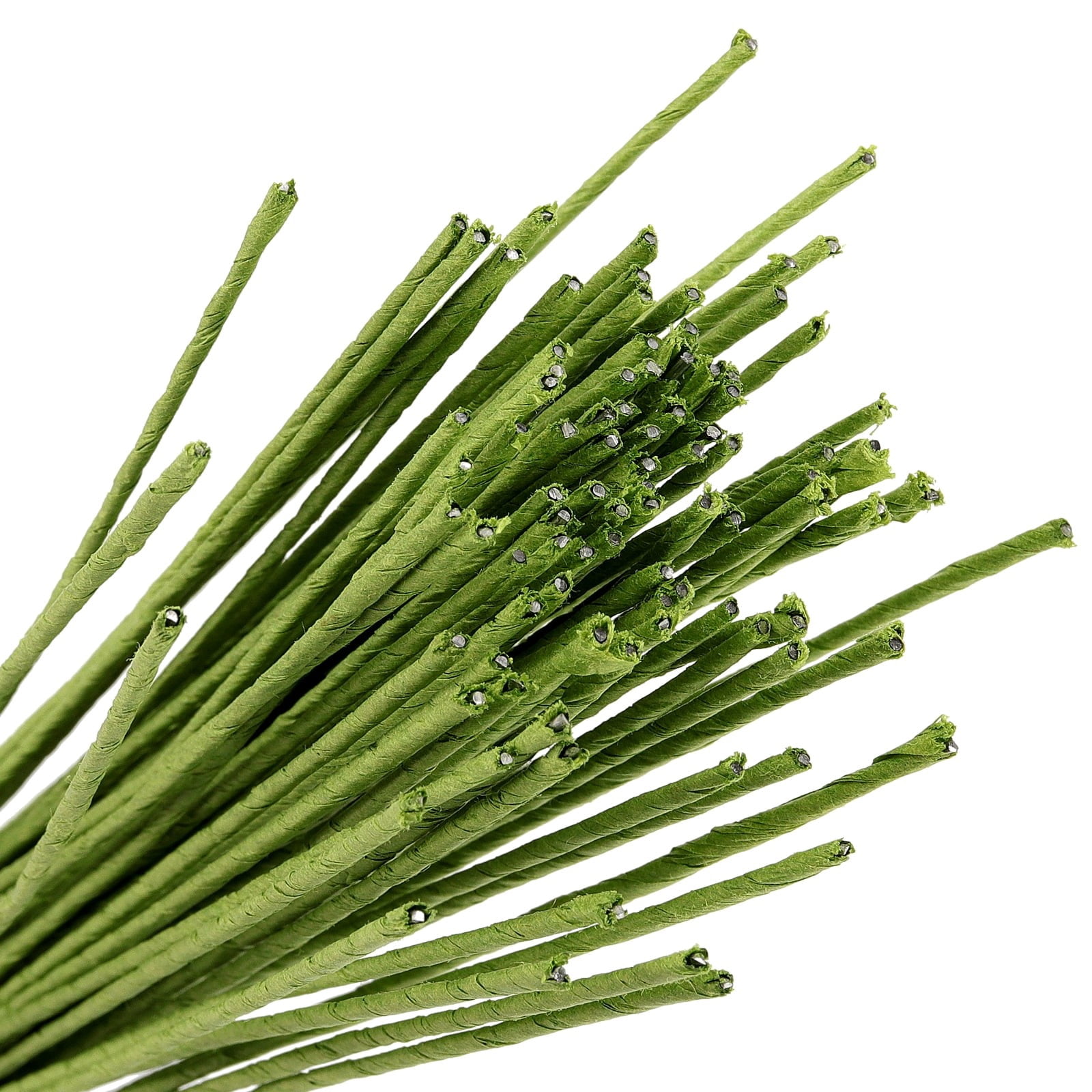 FNGZ 100Pc Green Flower Stem 40Cm, No Fade Fake Plastic Flowers, Flower Pole Mesh Flower Material Diy Flower Diameter Green Wire Glue Wrapped Flower Pole Rose Pole Green Wire Branch