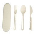 thumbnail image 2 of Wheat Straw Cutlery Set, Fork and Spoon, 3-in-1 Combination, Plastic Material, for Camping, Picnics, and Outdoor Dining, 3 Piece Set, Beige, by FAJHHA, 2 of 8