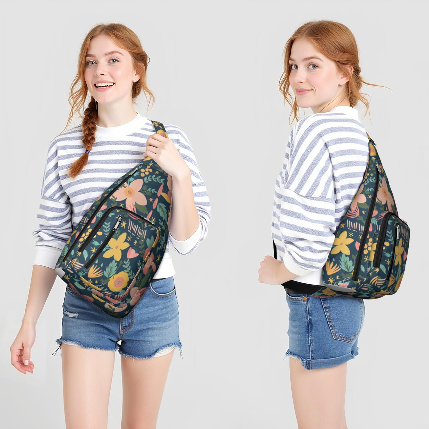 Tear - resistant Floral Sling Bag with Comfortable Strap for Women