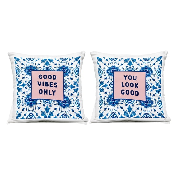 Stupell Industries Inspiring Messages On Boho Pattern 2 Piece Outdoor Printed Pillow Set design by Lettered and Lined, 18 x 7 x 18