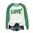 thumbnail image 5 of Women's St Patricks Day Plus Size Sweatshirt Long Sleeve Festival Print Color Block Crewneck Loose Casual Tops (3XL, Green), 5 of 5