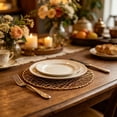 thumbnail image 6 of Aff*ordable！Handwoven Round Paper Rope Placemat with Heatproof Finish, Waterproof Oil Resistant Table Mat for Dining, Decorative Hollow Design for Kitchen Home Use, 6 of 6