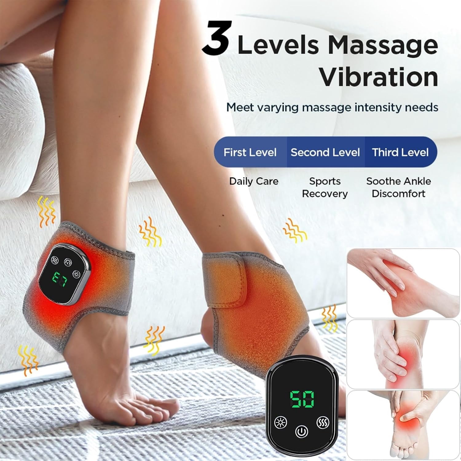 KANOHENO Foot Massager,3 Vibration Modes & 5 Heat Levels,Portable Foot Triple Method Massager for Neuropathy & Circulation & Pain Relief