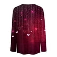 thumbnail image 5 of Valentine Day Shirts Womens Crew Neck Love Heart Print Plus Size Blouse Long Sleeve Casual Fashion Graphic Tee Deep Red M, 5 of 5