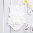thumbnail image 5 of Douhoow Newborn Baby Girl Sleeveless Romper Solid Color Ruffle Jumpsuit Sunsuit Outfit 0-24M, 5 of 8