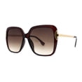 thumbnail image 2 of Womens Oversize 90s Designer Fashion Butterfly Plastic Sunglasses Brown Gold, 2 of 4