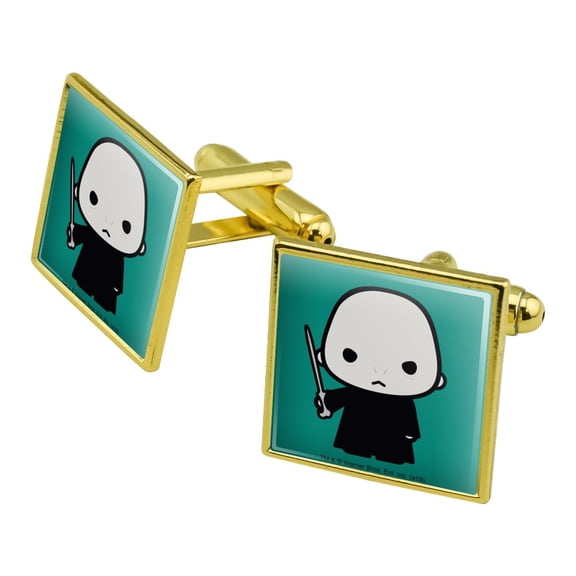 Harry Potter Voldemort Cute Chibi Character Square Cufflink Set - Silver or Gold