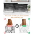 thumbnail image 3 of Black Ombre Stripes Pillow Cases King Size Set of 2, Smooth Satin Pillowcase for Hair and Skin, Modern Abstract Sea Waves Spray Art Decorative Cooling Bed Pillow Covers with Zipper, 20x36 Inches, 3 of 5