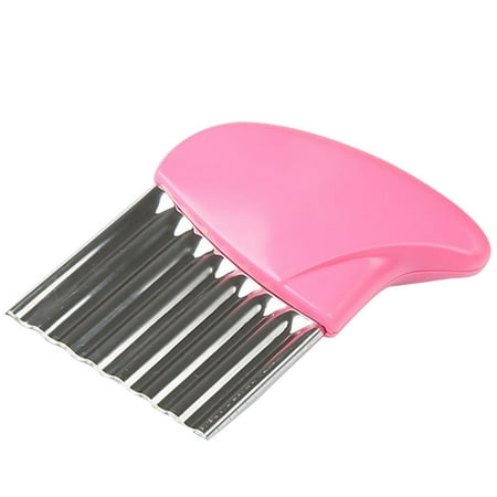 

20PCS Stainless Steel Fruit and Vegetable Wavy Chopper Potato Carrot Chip French Fry Crinkle Slicer Pink
