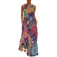 thumbnail image 1 of Robe Imprimée Paisley Rétro Été Bleu et Blanc Mode de Rue Boho Plage Longues Robes Dames Imprimées Robe Maxi Moderne Grande Taille, 1 of 5