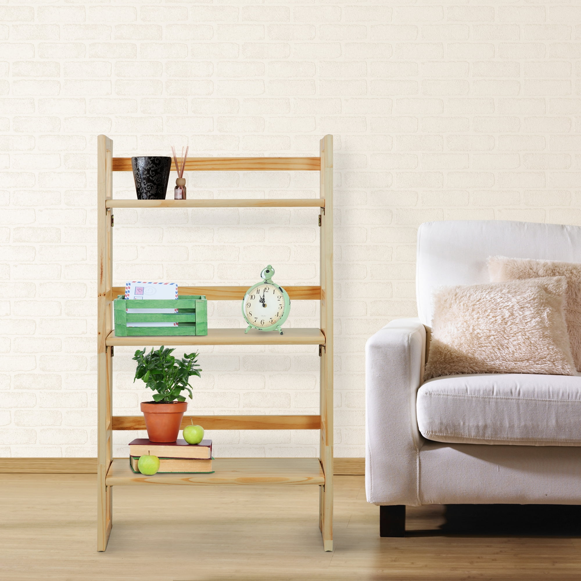 3-Shelf Folding Student Bookcase 20.75" Wide-Natural
