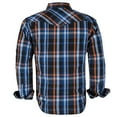 thumbnail image 2 of Coevals Club Men's Western Shirt Cowboy Plaid Country Pearl Snap Button Long Sleeve Two Pockets Work Shirts 05 Blue Black Orange X-Large, 2 of 8