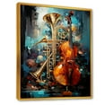 thumbnail image 2 of Designart "Jazzed Jade Tribute With Trombone And Violin" Music Floater Framed Canvas Wall Art, 2 of 5