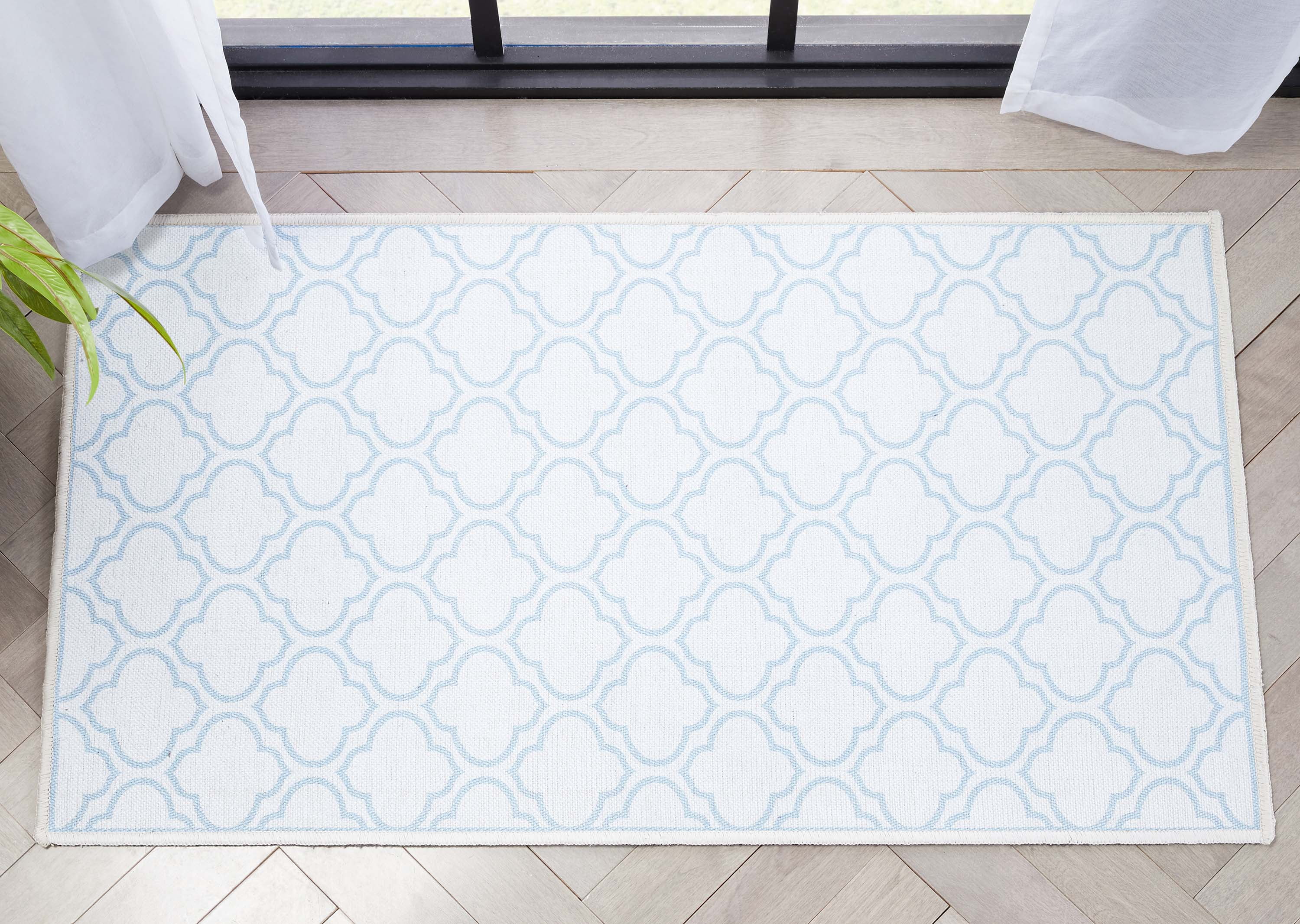 Well Woven Apollo Lattice Modern Moroccan Ivory Light Blue 2'3" x 3'11" Machine Washable Area Rug