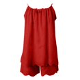thumbnail image 4 of Women's Casual Loose Fit Solid Color Short Sleeve Tee and Pants Two Piece Shorts Suit Set, 4 of 5