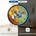 thumbnail image 5 of Voice Activated Clock with Glow Light 12 Inch Large Silent Wall Clock Battery Operated for Home Decor A Playful White Cat, 5 of 8