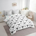 thumbnail image 3 of Manfei Black Bowknot Bedding Comforter Set 7-Piece for Girls, Watercolor Bow-Tie Full Bedding Set, Princess Bow Knot Fitted Sheet Flat Sheet, Microfiber Bedroom Decor, 3 of 8