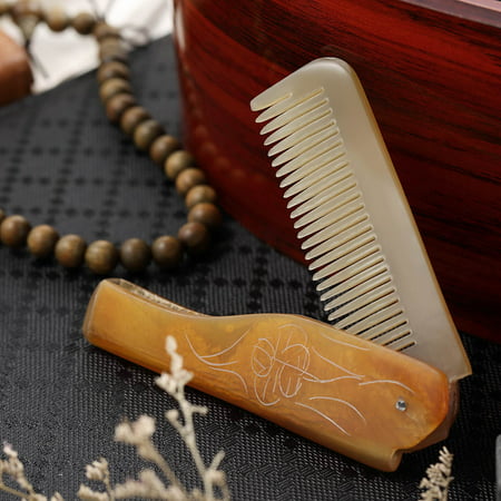 Mini Foldable Hair Comb Men's Beard Comb Natural Horn Comb Anti Static Wide Teeth Massage Comb Hair Health Care Horn (Best Horn Beard Comb)