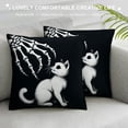 thumbnail image 3 of PHYHOO Gift， Skull Hand and Gray Cat Throw Pillow Covers Hallowmas Farmhouse Outdoor Room Throw Pillowcase Short Plush Sofa Couch Decorative Cushion Case, 3 of 5