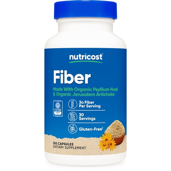 Nutricost Fiber Capsules with Prebiotic Fiber Supplement 150 Capsules