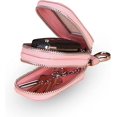 thumbnail image 1 of Estuche para llaves de coche NQ Monedero de cuero con doble cremallera Rosa, 1 of 5